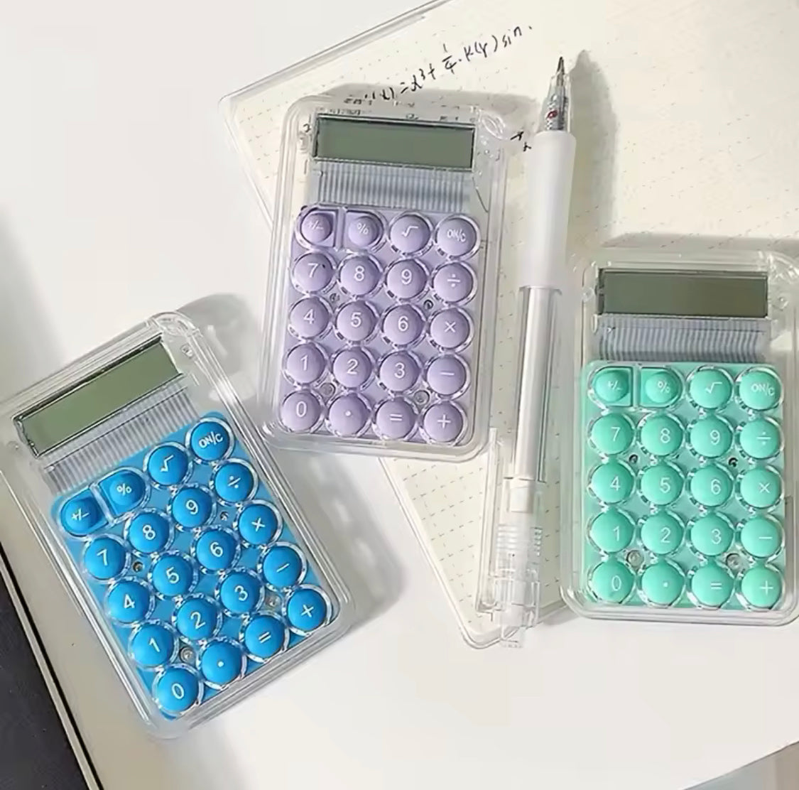 Transparent Electronic Calculator, Mini Pocket LCD Display Calculator, 8 Digit Large Display Big Buttons Calculator Transparent Electronic Calculator, Mini Pocket LCD Display Calculator, 8 Digit Large Display Big Buttons Calculator